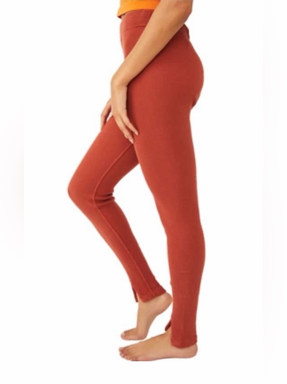 Free People Women New Early Night Thermal Leggings L Red Loungewear Comfy Fall